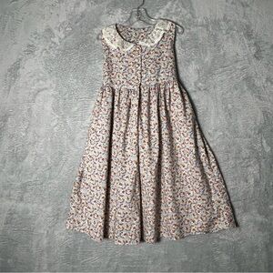 Vintage SWAT Kids Dress Girls 6 floral Lace Collar Tie Back‎ Buttons Cottagecore
